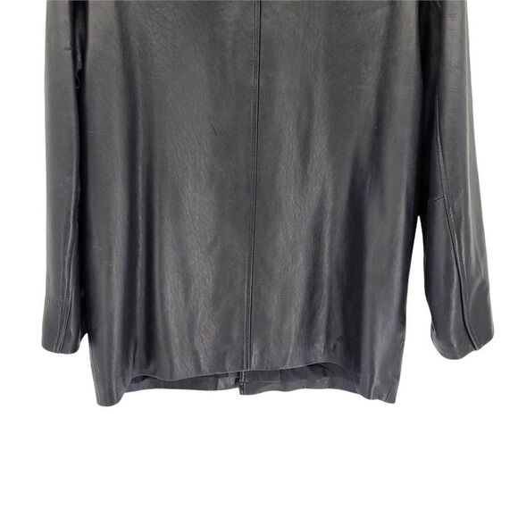 Vintage 90's Baracuta Black Grained Leather Button Down Blazer Jacket Sz S - Picture 11 of 16